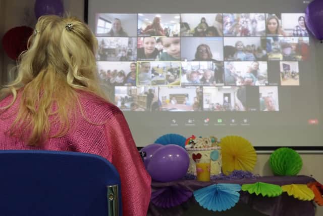 Jackie Warren, director of Growing Places, hosting a Zoom celebration for the childcare settings