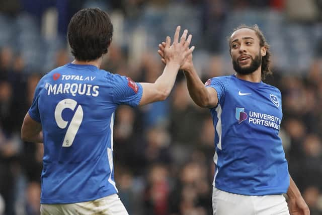 Marcus Harness scored the only goal of the game for Pompey in the 28th minute