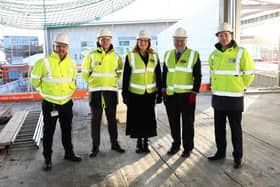Pictured are (L-R) Andrew Williamson and Ian Diaper from the Port, Penny Mordaunt MP, Portsmouth Council Leader Cllr Gerald Vernon-Jackson and Mike Sellers. Picture: Sam Stephenson.