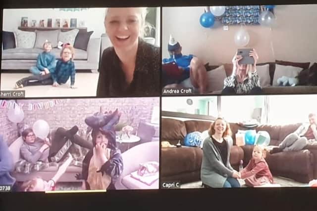 Charlie Croft was joined by more than 20 members of his family via video link to celebrate his fourth birthday. Picture: Sherri Croft