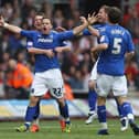 Chris Maguire celebrates his goal against Southampton in 2012.  (Photo by Michael Steele/Getty Images)