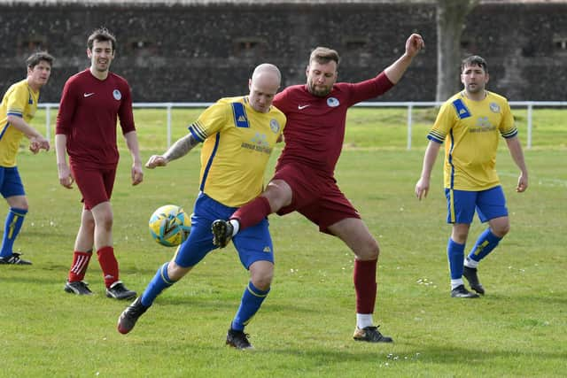 Meon Milton (yellow/blue) v Burrfields
Picture: Neil Marshall