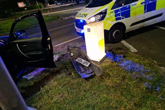 Crash scene outside McDonald's in Cosham on Monday evening