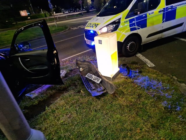 Crash scene outside McDonald's in Cosham on Monday evening