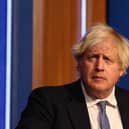 Prime Minister Boris Johnson during a press conference in London's Downing Street. Pic Adrian Dennis/PA Wire