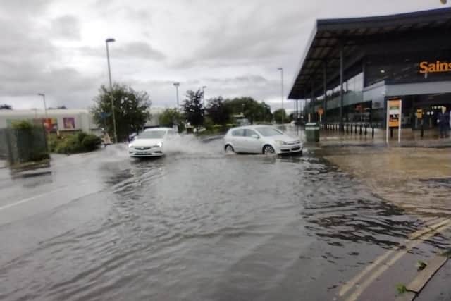 Flooding at the Wellington Retail Park. Picture: Paul Morgan