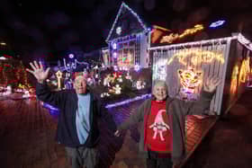 Bill and Barbara Wright with their Christmas Lights, in Portchester   Picture: Chris  Moorhouse (011224-65)