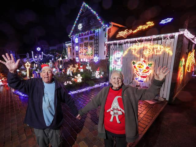 Bill and Barbara Wright with their Christmas Lights, in Portchester   Picture: Chris  Moorhouse (011224-65)