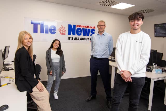 From left, news and features apprentice Elsa Waterfield, Kickstart apprentice Sophie Murray, Editor Mark Waldron and sports apprentice Pepe Lacey Picture: Habibur Rahman
