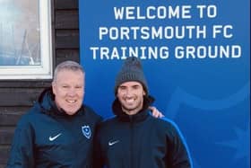 Jaymee Hitchcock with Kenny Jackett at Portsmouth's Roko training ground.