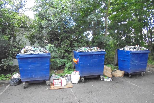 Overflowing bins at St Mary's Road car park. Picture: Richard Coates 