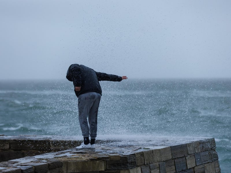 It was a quieter day than expected in Southsea and Old Portsmouth with only a few hardy walkers and runners venturing out into the wind and rain.