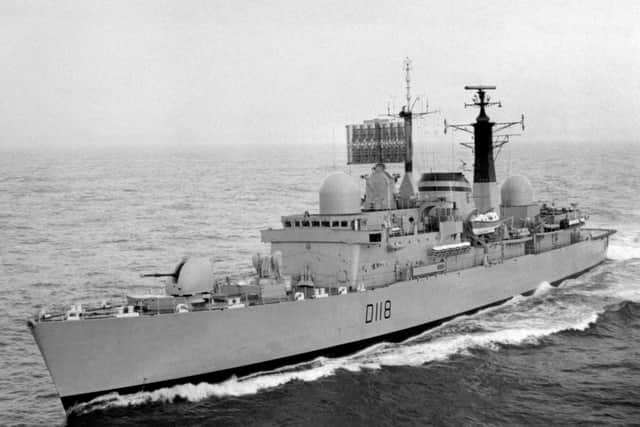An aerial view of the Royal Navy destroyer, HMS Coventry. Picture: PA Wire
