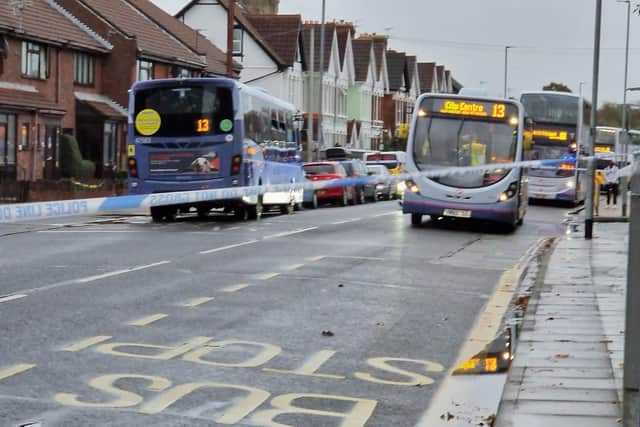Goldsmith Avenue in Southsea was cordoned off after the accident which involved a bus and a 14-year-old girl
