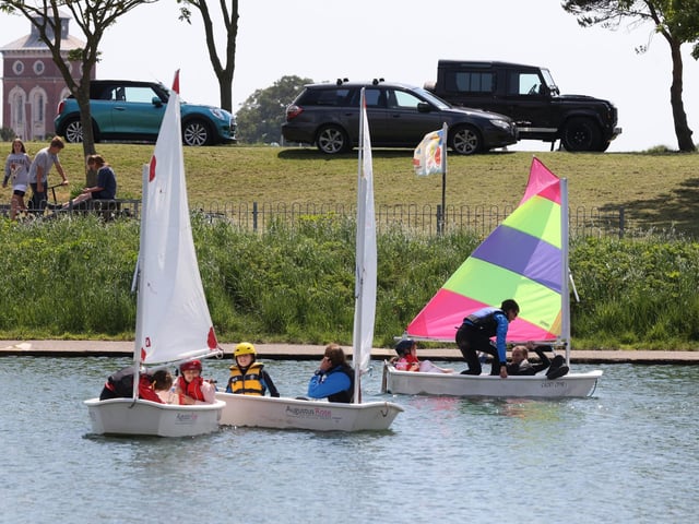 Sailing was one of the free activities on offer at Haslar Marina.
Pictured is action from the event.
Saturday 20th May 2023.
Picture: Sam Stephenson.