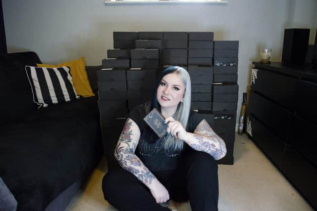 Charlotte with her first 100 batch of tarot decks in 2020