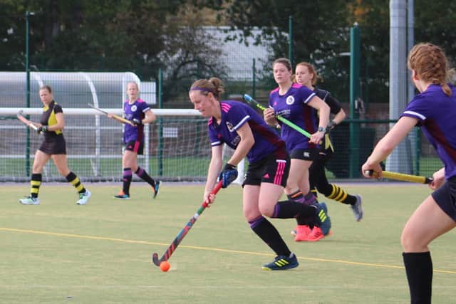 Two-goal Eleanor Skinner on the ball for Portsmouth against Fleet & Ewshot