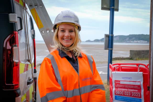 Openreach is employing more people, pictured one of its apprentices.