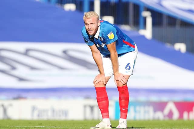 Pompey defender Jack Whatmough looks dejected at the final whistle