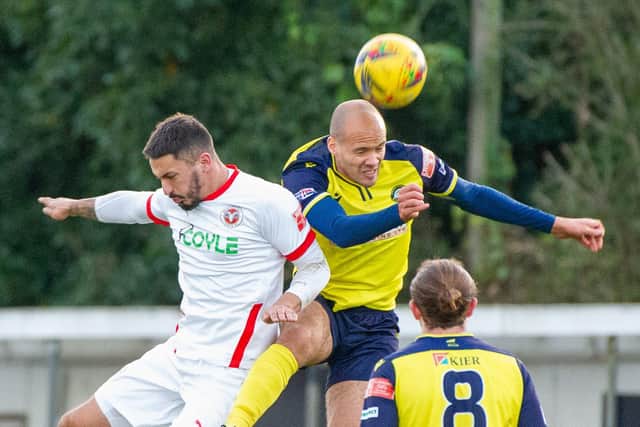 Josh Huggins in aerial action. Picture: Colin Farmery.