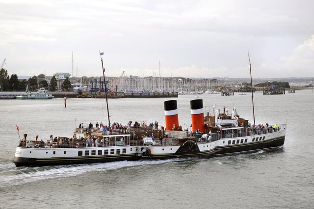2008. Veteran paddle steamer P S Waverley, once a familiar sight in the Solent, pictured returning to Portsmouth Harbour for a series of local cruises.Picture: Michael Scaddan (083747-0028)