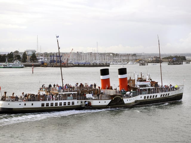 2008. Veteran paddle steamer P S Waverley, once a familiar sight in the Solent, pictured returning to Portsmouth Harbour for a series of local cruises.Picture: Michael Scaddan (083747-0028)