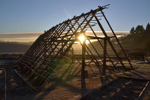 Horton House under construction at Butser Ancient Farm. Picture by Rachel Bingham