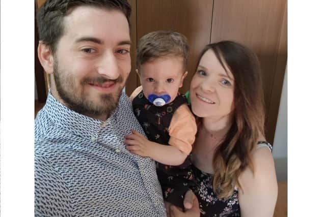 Rachel and Jack Linter are hoping to organise a minutes applause at Fratton Park this Saturday, paying tribute to their son Maximus who passed away. Picture is Jack, 20-month-old Zachary, and Rachel.
