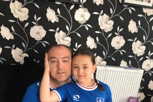 Dom Merrix, 48, died on Thursday after having a fatal Covid-19 relapse. He is pictured with his daughter, Ellie-Mai, 10.