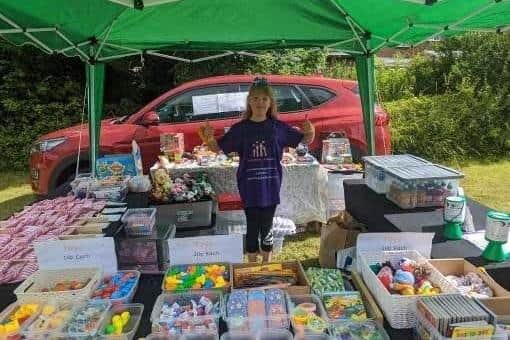Grace at one of her fundraising stalls.
