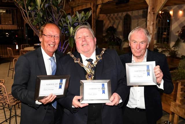 Fred Dinenage MBE, Lord Mayor Frank Jonas BEM and  Steve Kingsley. Pic Paul Jacobs