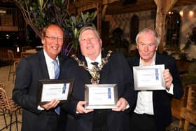 Fred Dinenage MBE, Lord Mayor Frank Jonas BEM and  Steve Kingsley. Pic Paul Jacobs