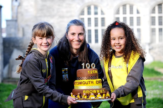 Pictured is: (middle) Ruth Charles, Brownie leader of The 12th Portsmouth (Cathedral) Brownies with (left and right) Vanessa Widdows (8) and Jazmin Nicholson (8).
Picture: Sarah Standing (150523-4837)