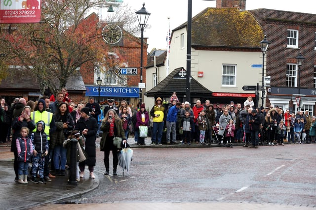 The streets of the town centre were lined by residents watching the parade
