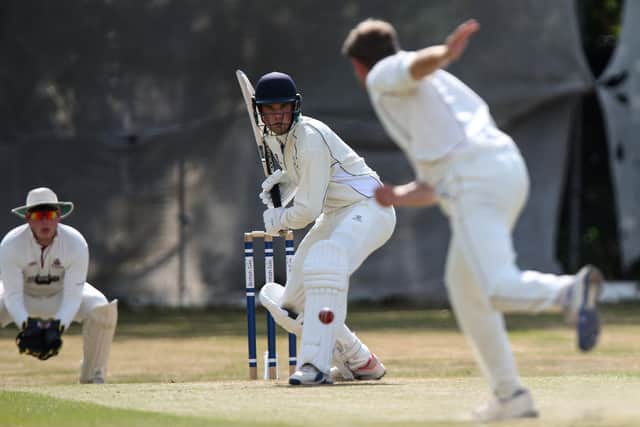 Waterlooville batsman Archie Reynolds watches this delivery in his side's loss to Portsmouth & Southsea. Picture: Chris Moorhouse