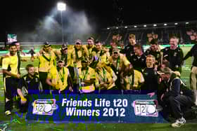 Hampshire celebrate winning the T20 tournament in August 2012 - this year's final will take place in October. Photo by Stu Forster/Getty Images.