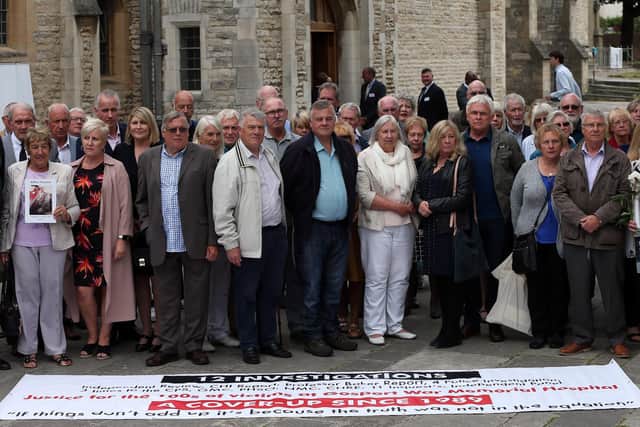 Relatives of patients at the release of Gosport Independent Panel's report into deaths at Gosport War Memorial Hospital, Portsmouth Cathedral on June 20. Picture: Chris Moorhouse