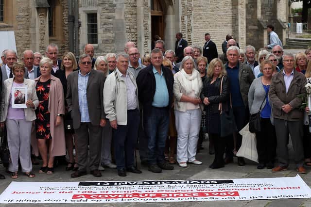 Relatives of patients at the release of Gosport Independent Panel's report into deaths at Gosport War Memorial Hospital, Portsmouth Cathedral on June 20. Picture: Chris Moorhouse
