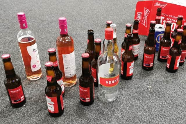 Police seized this haul of alcohol from underage drinkers in Privett Park, Gosport Picture: Gosport police