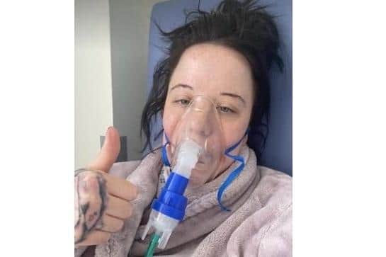 Kirsty Hext, of West Leigh, who suffered a bad reaction to her Covid jab and was placed in an induced coma