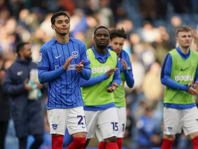 Pompey players salute the fans after the Blackburn win.