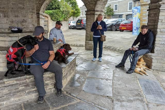 Service dogs taking a pit stop.