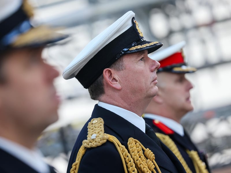 Pictured: Guests during the ceremony on HMS Victory.