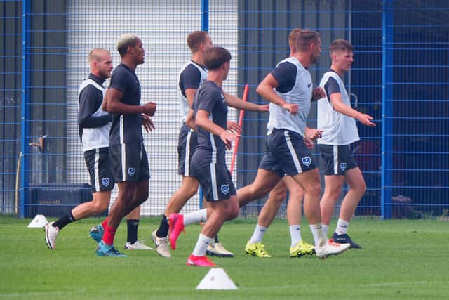Pompey's players have been back at Fratton Park this week following their Five Lakes training camp, in preparation for Saturday's trip to Brighton. Picture: Habibur Rahman