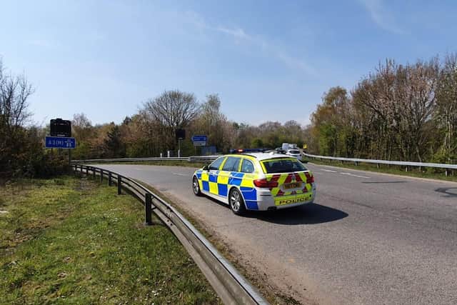 The A3(M) junction 3 at Waterlooville where there has been a crash on April 20, 2021. Picture: Habibur Rahman
