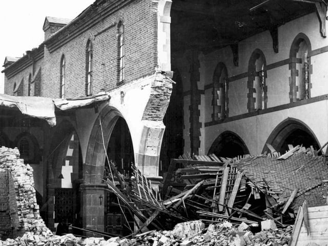 St Alban's Church damaged by a lone bomber.