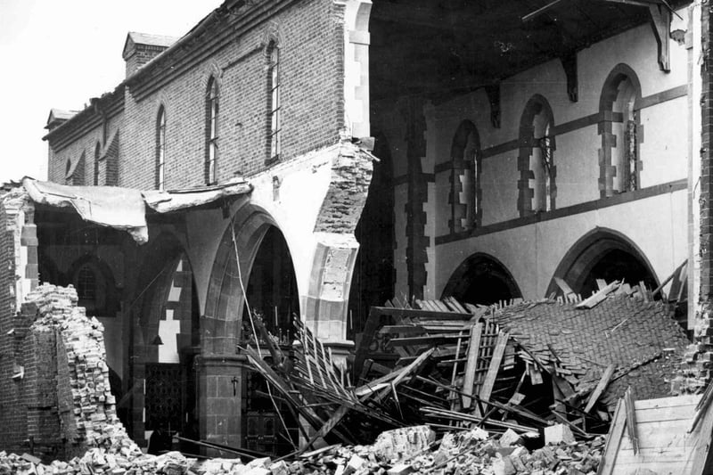 St Alban's Church damaged by a lone bomber.
