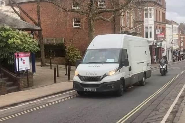 Shaye Groves being taken in a prison van from Winchester Crown Court to begin her 23 years behind bars