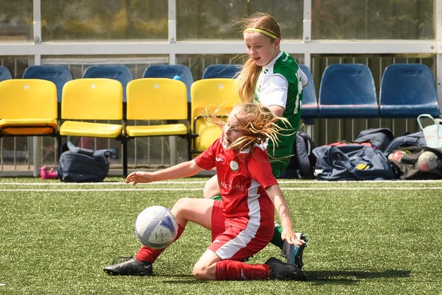 Girls' football action from the Havant & Waterlooville Summer Tournament. Picture: Keith Woodland (030621-178)
