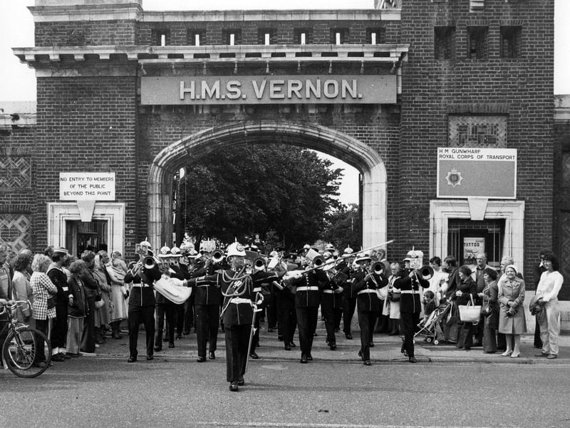 Royal band outside HMS Vernon on September 7, 1984. The News PP5338